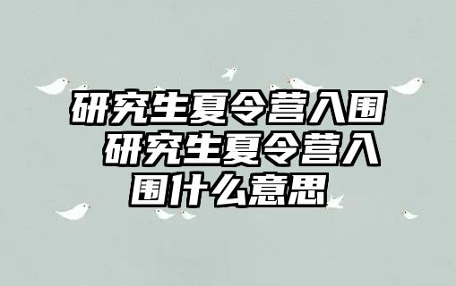 研究生夏令营入围 研究生夏令营入围什么意思