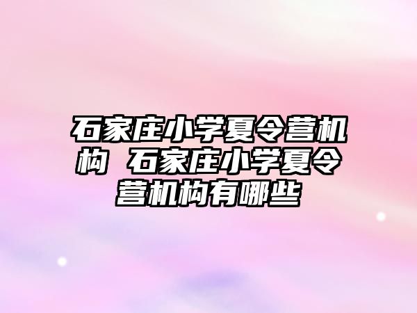 石家庄小学夏令营机构 石家庄小学夏令营机构有哪些