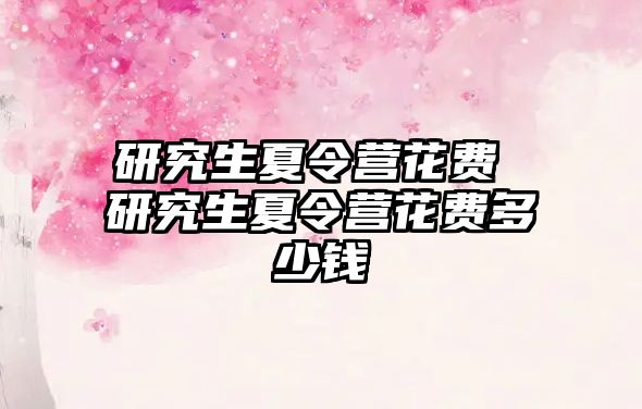 研究生夏令营花费 研究生夏令营花费多少钱