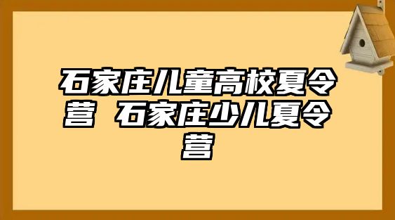 石家庄儿童高校夏令营 石家庄少儿夏令营