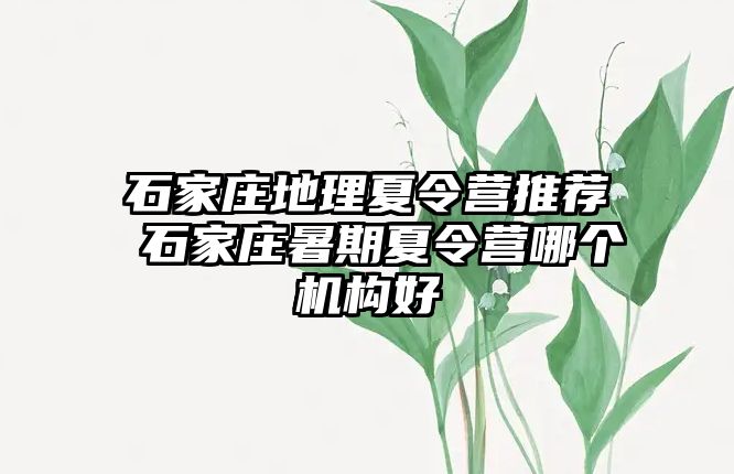 石家庄地理夏令营推荐 石家庄暑期夏令营哪个机构好