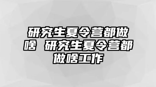 研究生夏令营都做啥 研究生夏令营都做啥工作