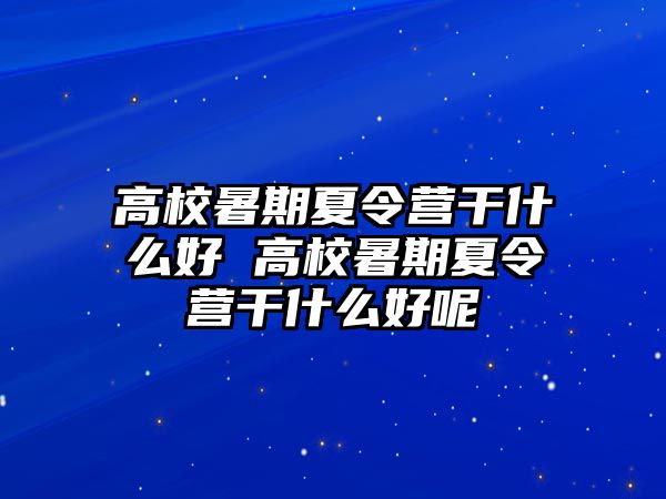 高校暑期夏令营干什么好 高校暑期夏令营干什么好呢