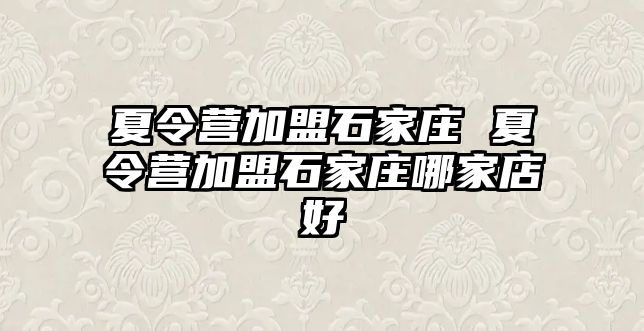 夏令营加盟石家庄 夏令营加盟石家庄哪家店好