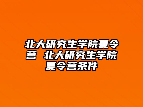 北大研究生学院夏令营 北大研究生学院夏令营条件