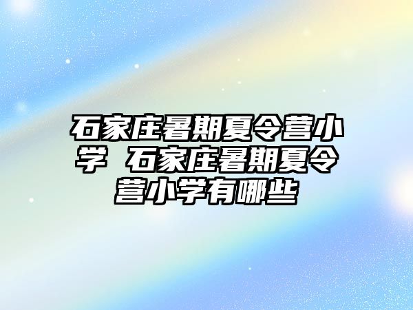 石家庄暑期夏令营小学 石家庄暑期夏令营小学有哪些