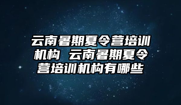 云南暑期夏令营培训机构 云南暑期夏令营培训机构有哪些