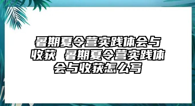 暑期夏令营实践体会与收获 暑期夏令营实践体会与收获怎么写