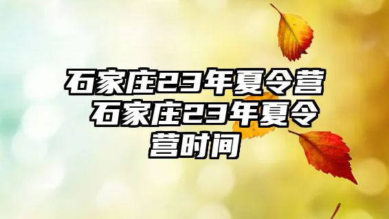 石家庄23年夏令营 石家庄23年夏令营时间