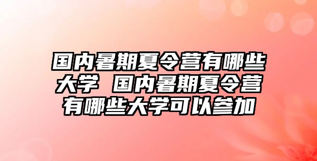 国内暑期夏令营有哪些大学 国内暑期夏令营有哪些大学可以参加