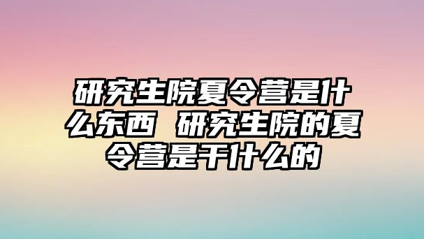 研究生院夏令营是什么东西 研究生院的夏令营是干什么的