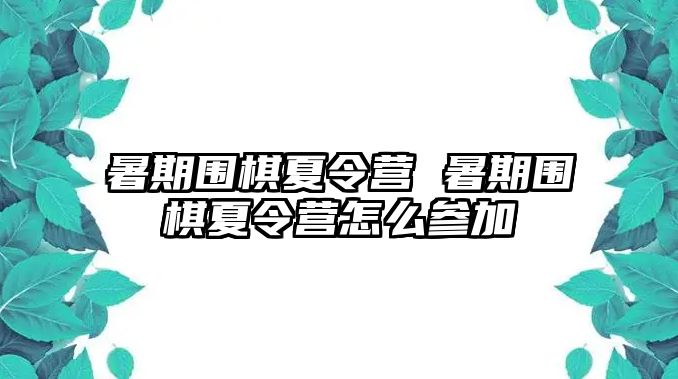 暑期围棋夏令营 暑期围棋夏令营怎么参加