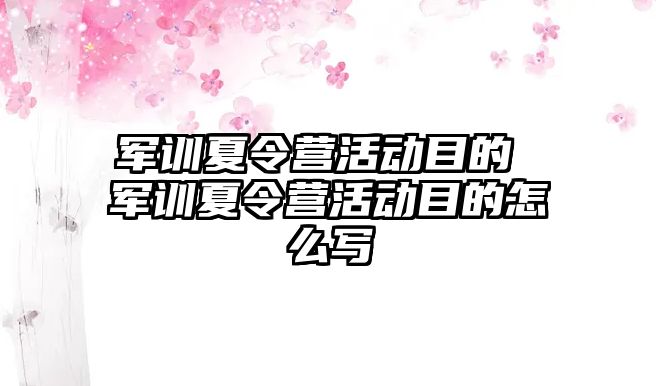 军训夏令营活动目的 军训夏令营活动目的怎么写