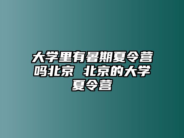 大学里有暑期夏令营吗北京 北京的大学夏令营