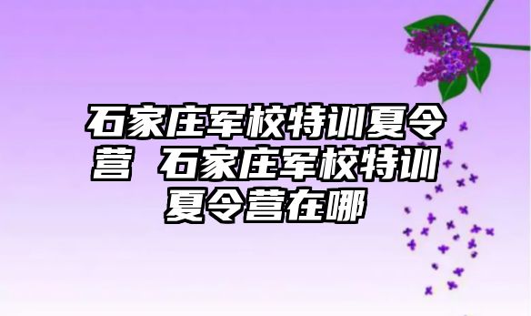 石家庄军校特训夏令营 石家庄军校特训夏令营在哪