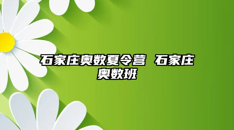 石家庄奥数夏令营 石家庄奥数班