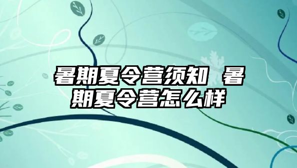 暑期夏令营须知 暑期夏令营怎么样