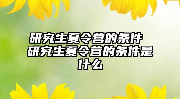 研究生夏令营的条件 研究生夏令营的条件是什么