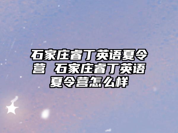 石家庄睿丁英语夏令营 石家庄睿丁英语夏令营怎么样