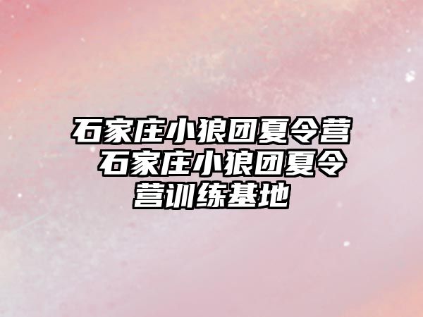 石家庄小狼团夏令营 石家庄小狼团夏令营训练基地