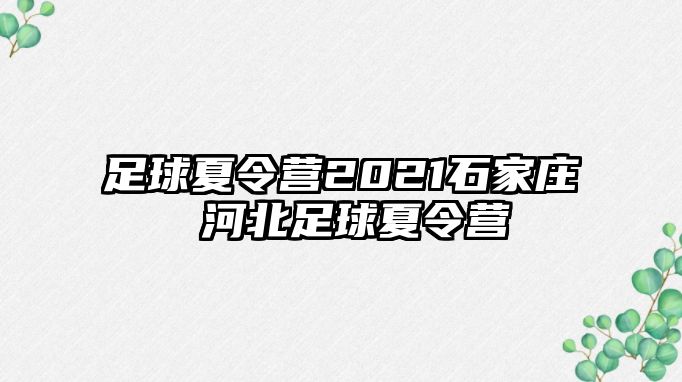 足球夏令营2021石家庄 河北足球夏令营