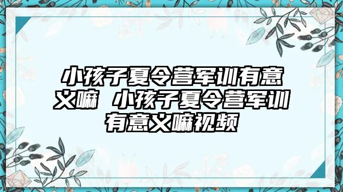 小孩子夏令营军训有意义嘛 小孩子夏令营军训有意义嘛视频