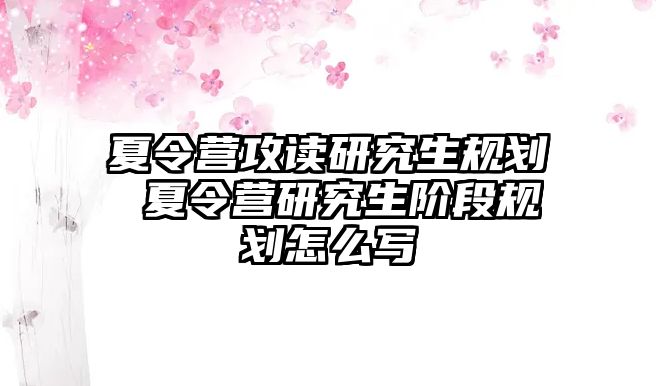 夏令营攻读研究生规划 夏令营研究生阶段规划怎么写