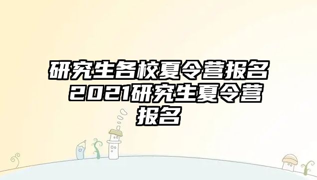 研究生各校夏令营报名 2021研究生夏令营报名