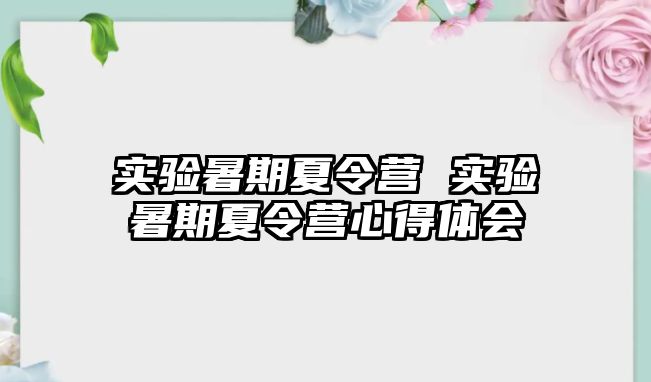 实验暑期夏令营 实验暑期夏令营心得体会