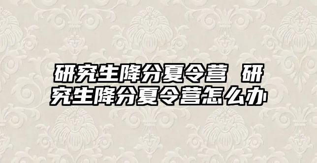 研究生降分夏令营 研究生降分夏令营怎么办