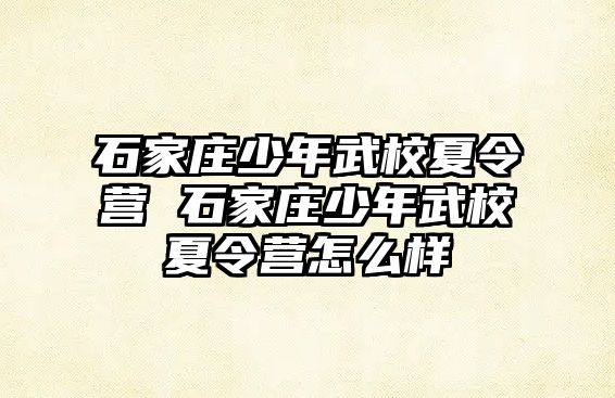 石家庄少年武校夏令营 石家庄少年武校夏令营怎么样