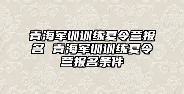 青海军训训练夏令营报名 青海军训训练夏令营报名条件