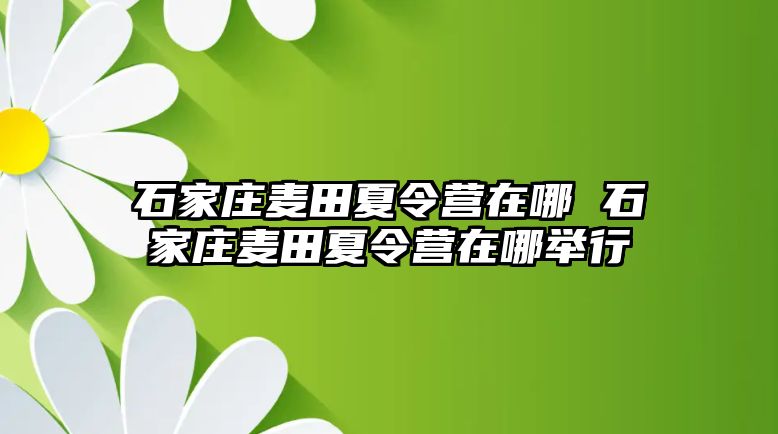 石家庄麦田夏令营在哪 石家庄麦田夏令营在哪举行