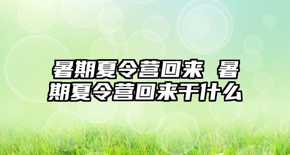 暑期夏令营回来 暑期夏令营回来干什么