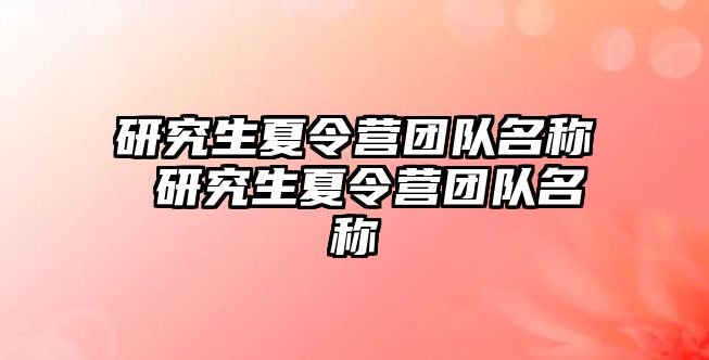 研究生夏令营团队名称 研究生夏令营团队名称