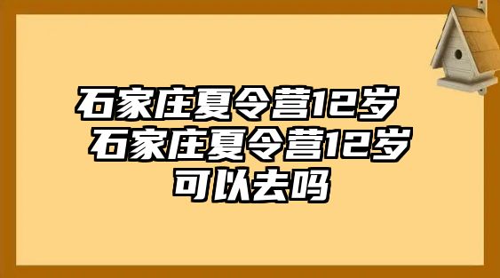 石家庄夏令营12岁 石家庄夏令营12岁可以去吗