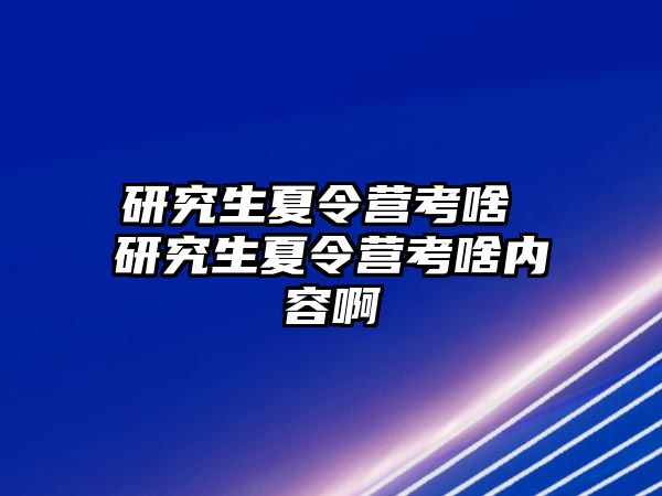 研究生夏令营考啥 研究生夏令营考啥内容啊