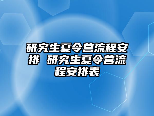 研究生夏令营流程安排 研究生夏令营流程安排表