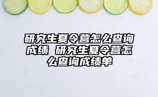 研究生夏令营怎么查询成绩 研究生夏令营怎么查询成绩单