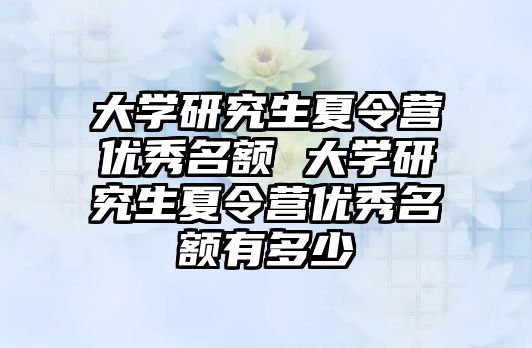 大学研究生夏令营优秀名额 大学研究生夏令营优秀名额有多少