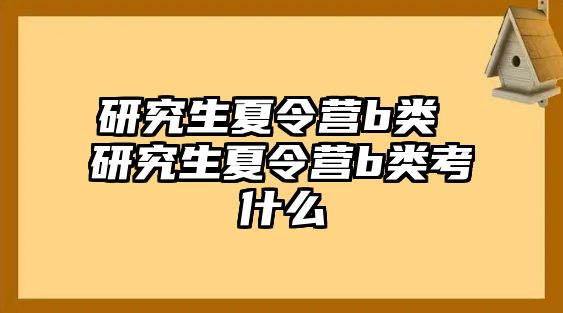 研究生夏令营b类 研究生夏令营b类考什么