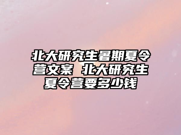 北大研究生暑期夏令营文案 北大研究生夏令营要多少钱