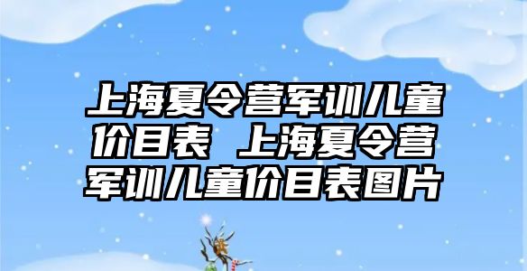 上海夏令营军训儿童价目表 上海夏令营军训儿童价目表图片