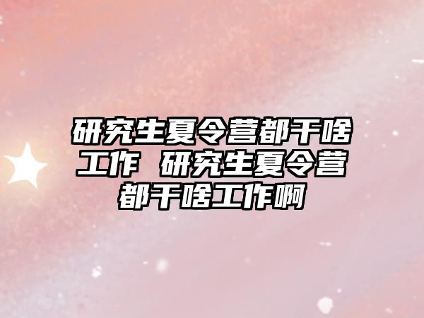 研究生夏令营都干啥工作 研究生夏令营都干啥工作啊