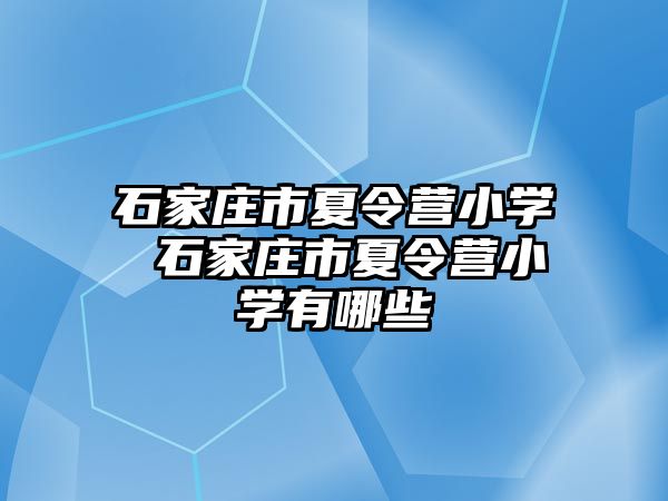 石家庄市夏令营小学 石家庄市夏令营小学有哪些