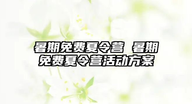 暑期免费夏令营 暑期免费夏令营活动方案