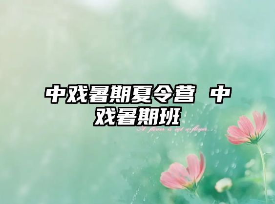 中戏暑期夏令营 中戏暑期班