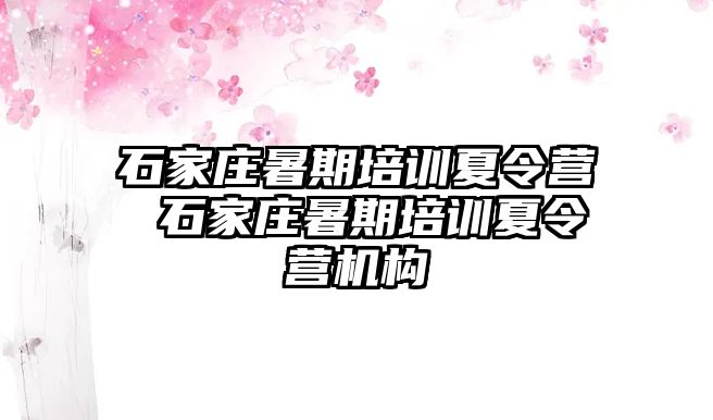 石家庄暑期培训夏令营 石家庄暑期培训夏令营机构