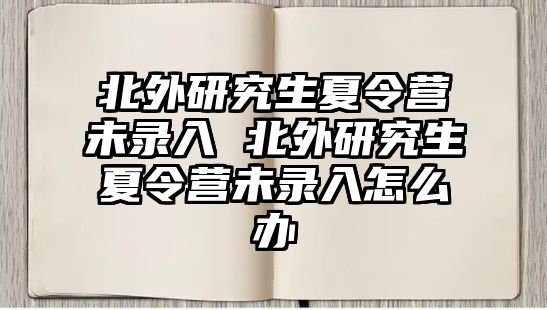 北外研究生夏令营未录入 北外研究生夏令营未录入怎么办