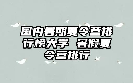 国内暑期夏令营排行榜大学 暑假夏令营排行